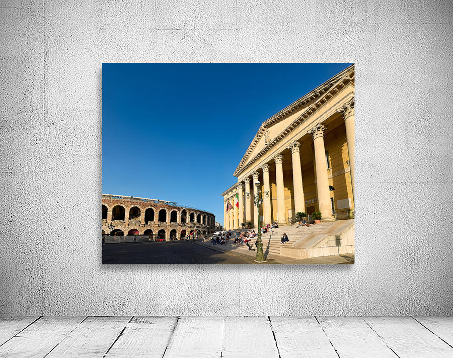 Verona Veneto Italy. The Verona Arena - Roman Amphitheatre and the Town Hall Wall Preview
