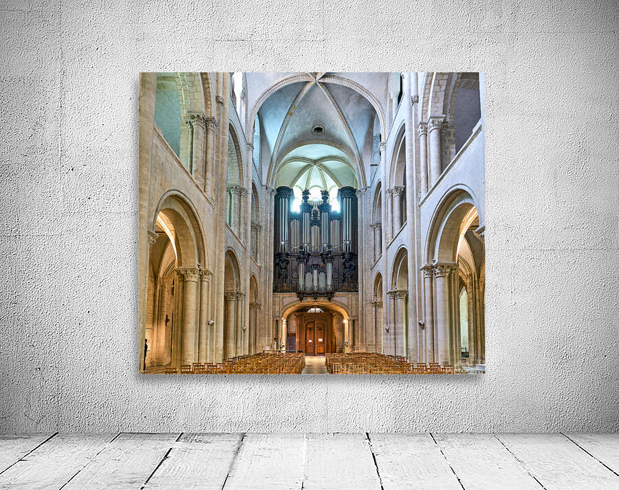 Pipe organ inside Abbey of Saint Etienne in Caen Normandy Wall Preview