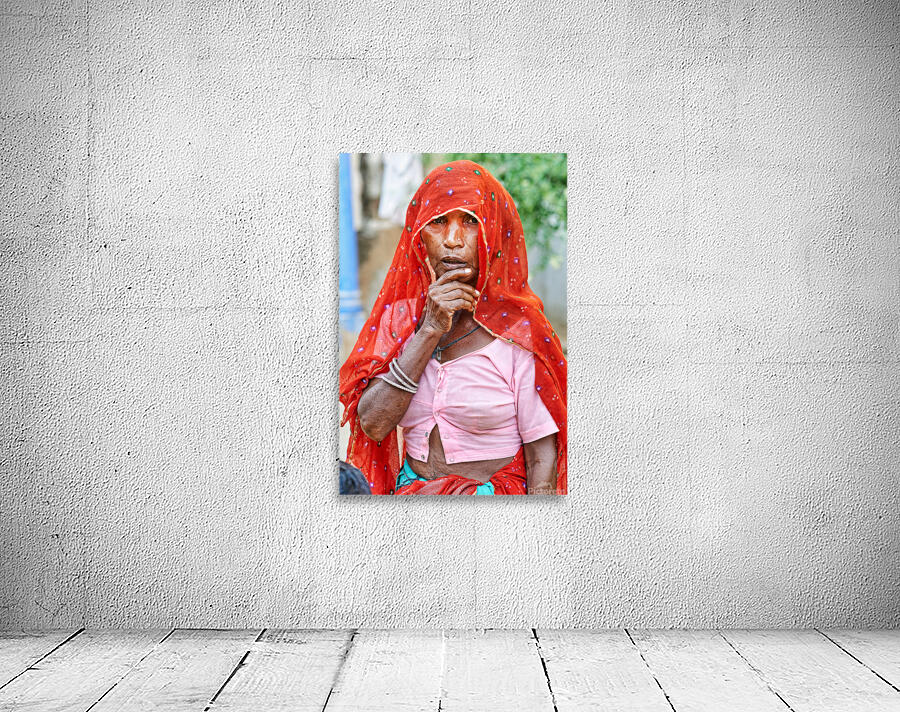 Portrait of woman in traditional dress from Mandawa Rajasthan Wall Preview