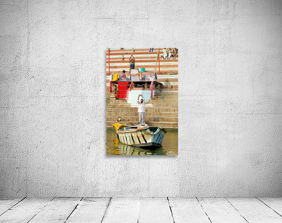 Sacred ablutions by the banks of the Ganges in Varanasi Wall Preview