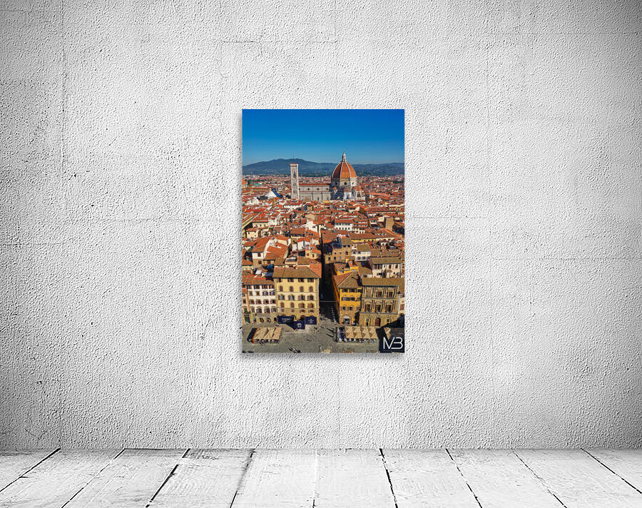View of Florence rooftops and dome in Tuscany Italy during clear Wall Preview