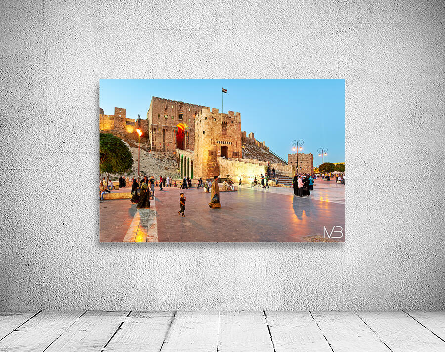 Exploring the ancient citadel in Aleppo Syria during twilight h Wall Preview