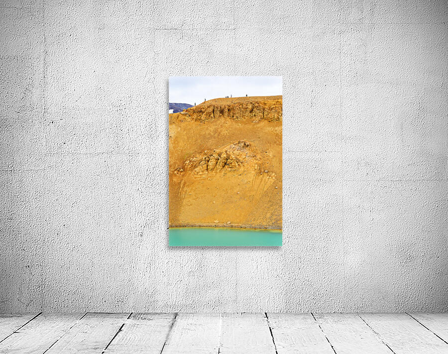 Visitors exploring the Krafla caldera in Iceland Wall Preview