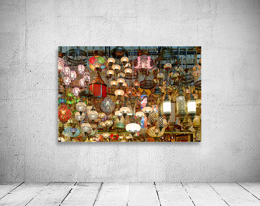 Colorful lights hanging in the Grand Bazaar of Istanbul Wall Preview