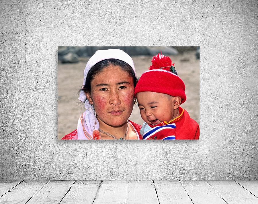 Mother and child in Uzbekistan during daily life activity Wall Preview
