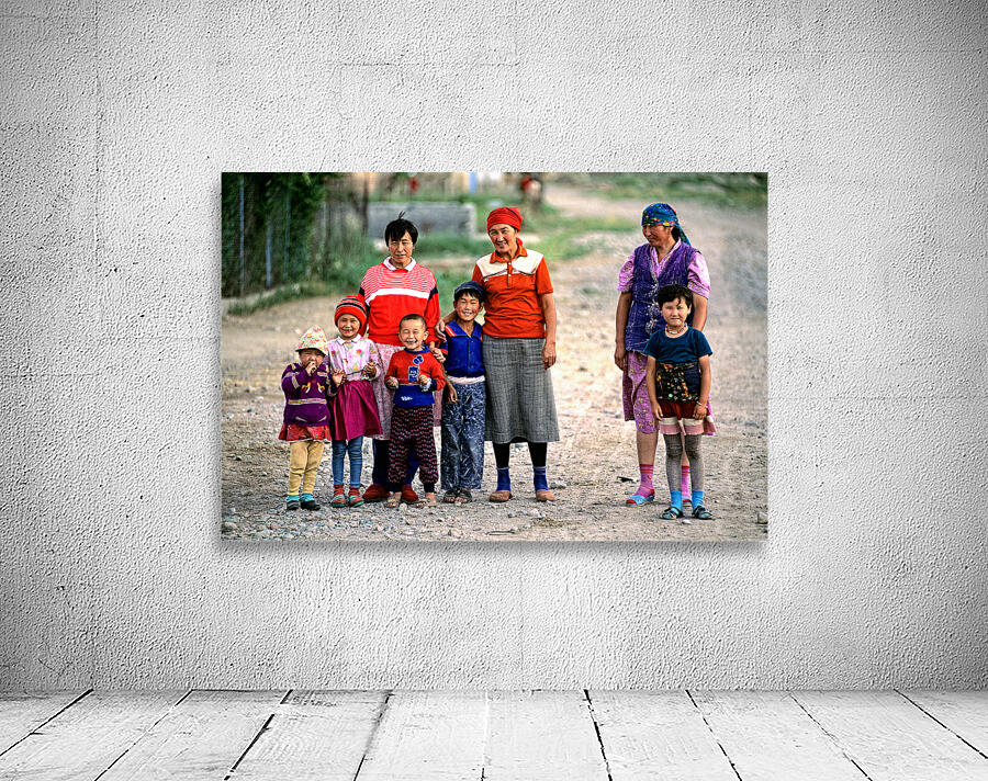 Children and women gather in a village in Uzbekistan Wall Preview