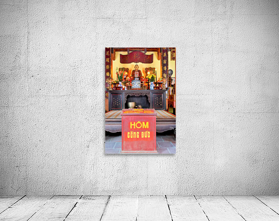 Hanoi temple with offering table and altar space for worshipers Wall Preview