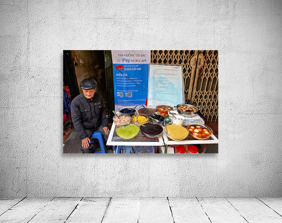 Street vendor selling desserts in Hanoi Vietnam at market Wall Preview