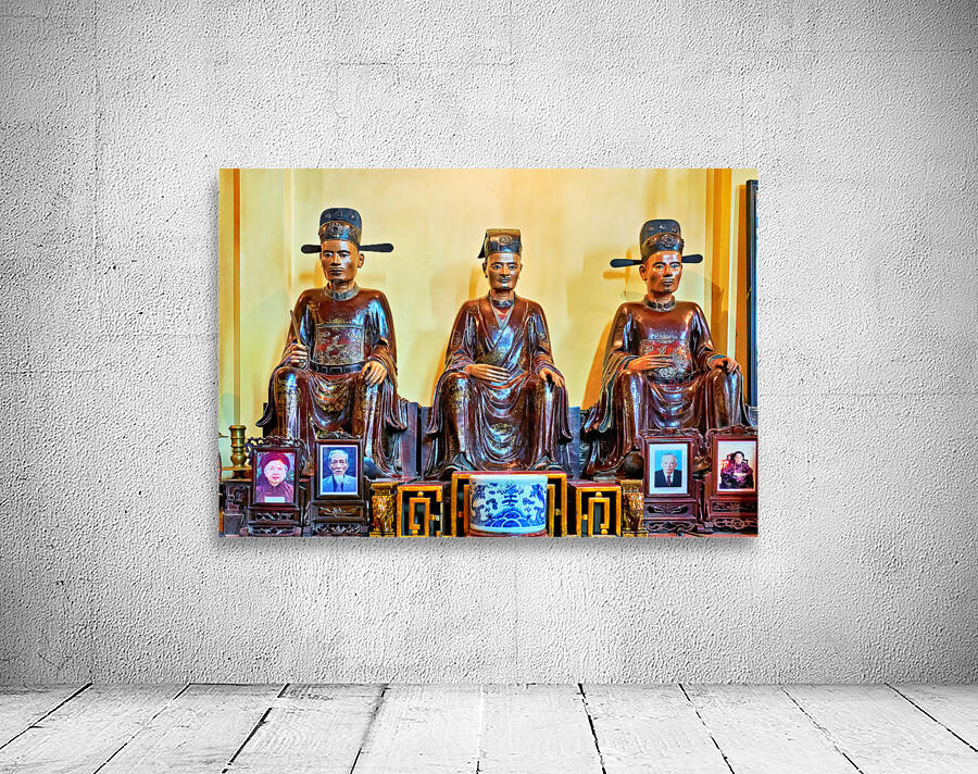 Wooden statues in Hanois cultural shrine showing local history Wall Preview