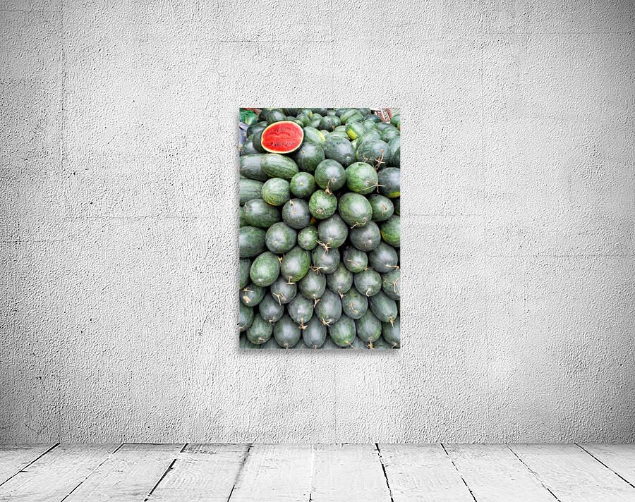 Watermelons stacked at a market in Phu Quoc Vietnam Wall Preview