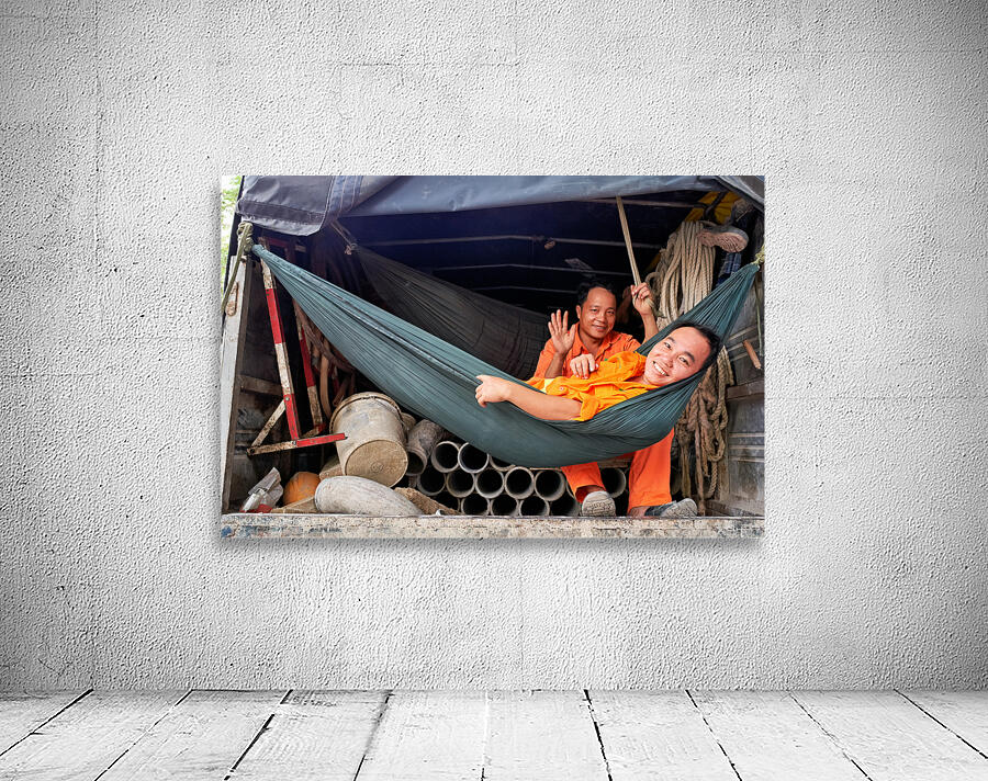 Workers relax in a truck in Ho Chi Minh City Vietnam Wall Preview