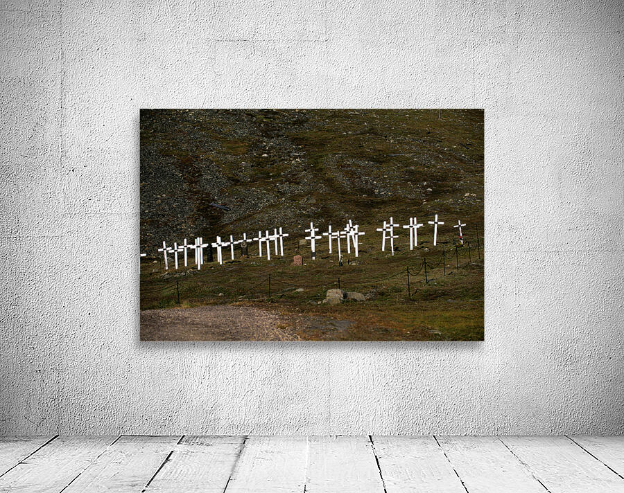 Crosses marking graves in Longyearbyen Svalbard Archipelago Wall Preview