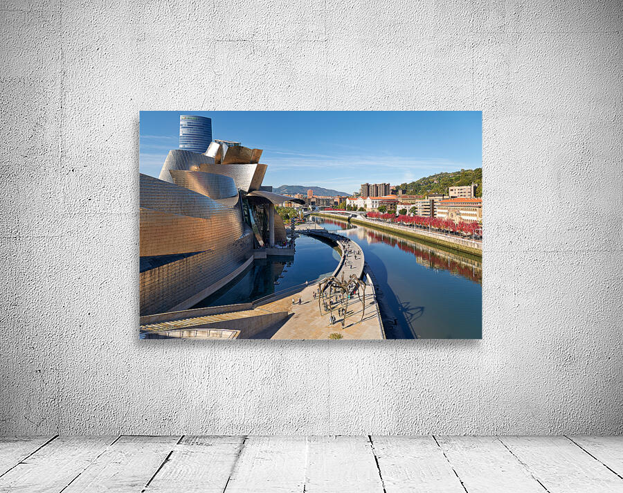 Construction and architecture near the river in Bilbao Spain Wall Preview