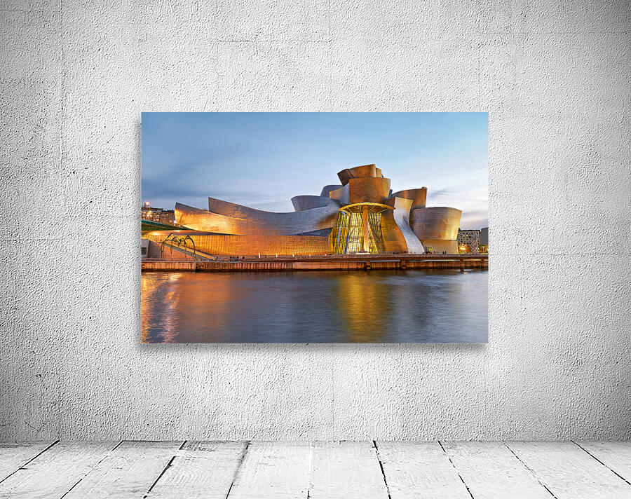 Guggenheim Museum shines at night in Bilbao Spain Wall Preview