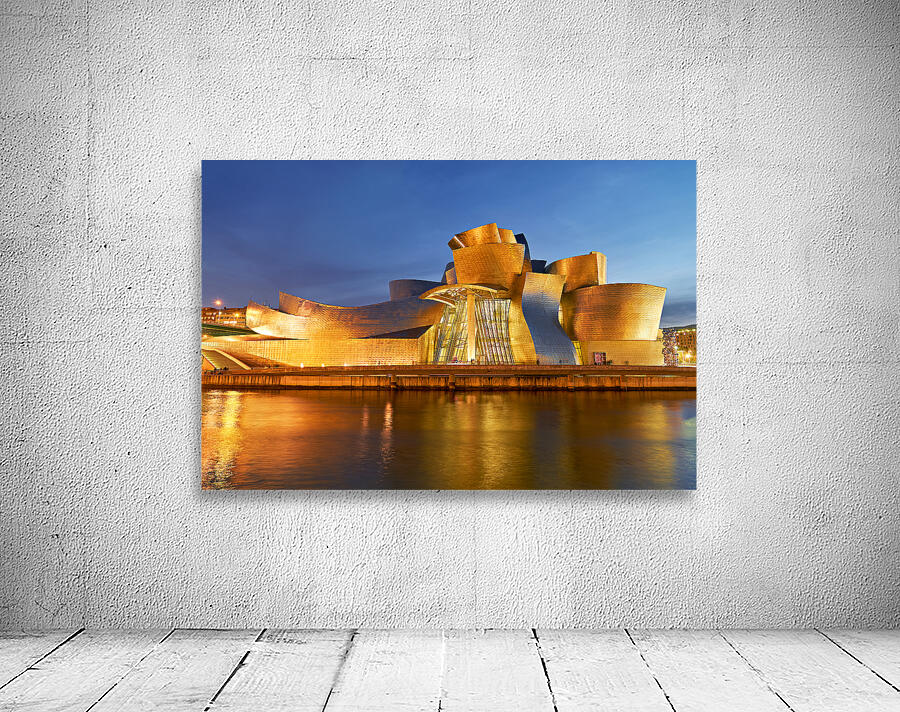 Guggenheim Museum shines at night in Bilbao Spain Wall Preview