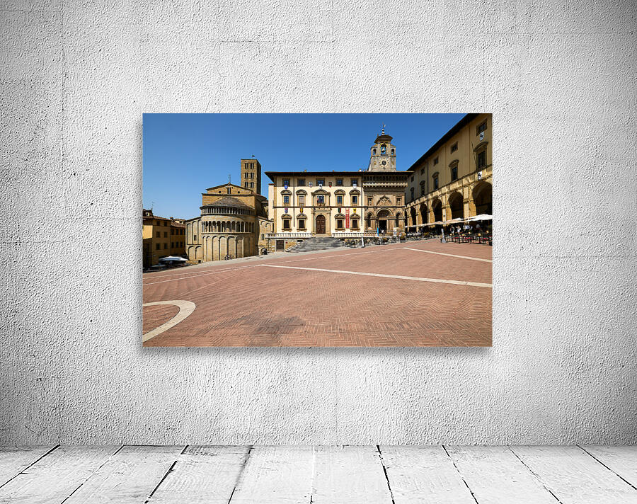 Visit to Piazza Grande in Arezzo Tuscany Italy during sunny day Wall Preview