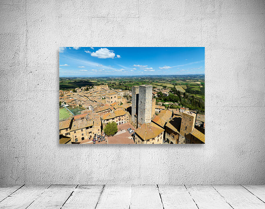 Aerial view of San Gimignano in Tuscany during the day Wall Preview