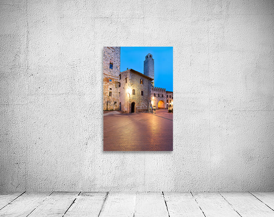 Sunset view of Piazza del Duomo in San Gimignano Tuscany Wall Preview