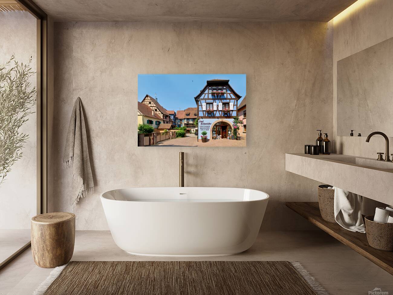 Timber framed houses in Eguisheim on the Alsace Wine Route Reproduction