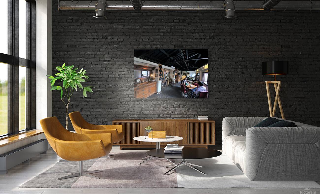 Customers enjoy drinks and food in a vintage cafe in Shanghai Reproduction