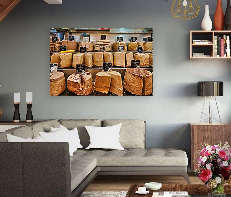 Cheese display at Mahane Yehuda Market in Jerusalem Reproduction