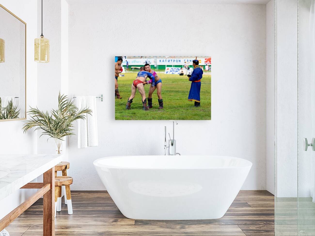 Wrestling matches at Naadam festival in Ulaanbaatar Mongolia Reproduction