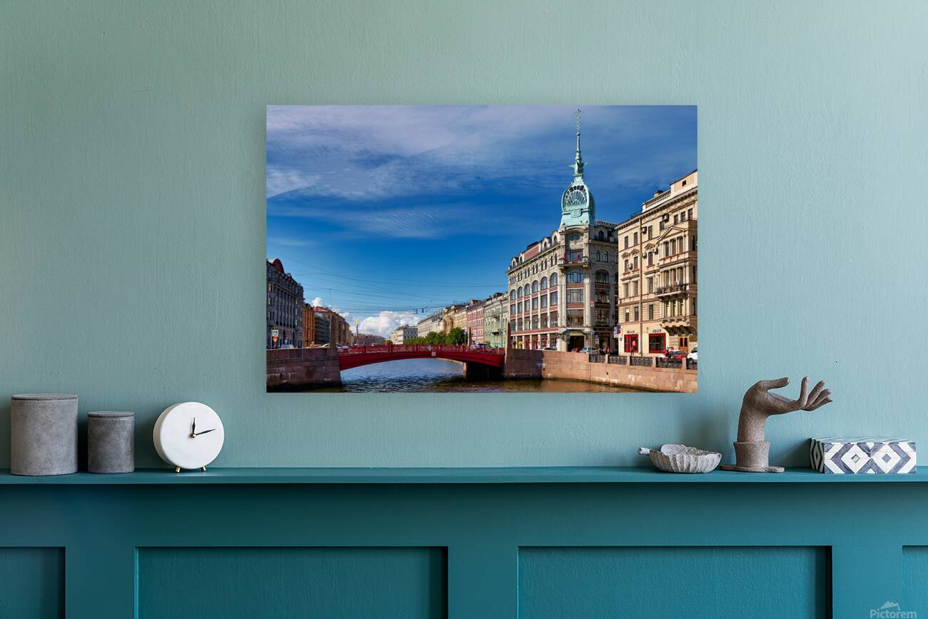 Historic buildings line the Moyka River in St. Petersburg Reproduction