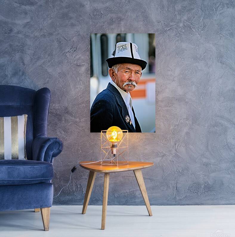 Elderly man in traditional hat walks in Bukhara Uzbekistan Reproduction