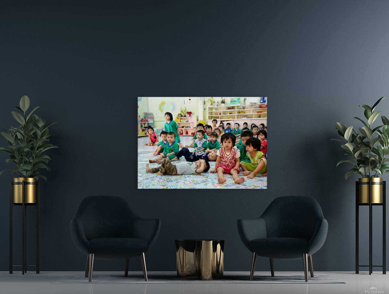 Children gather in classroom in Ho Chi Minh City during lesson Reproduction