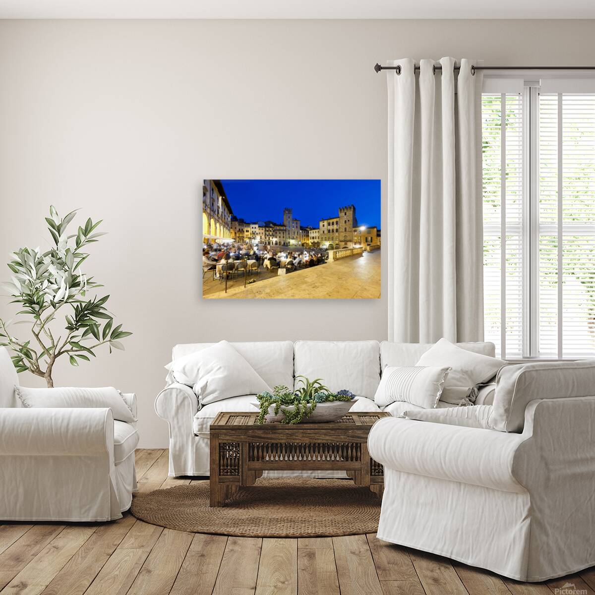 Piazza Grande at sunset offers dining and socializing in Arezzo Reproduction