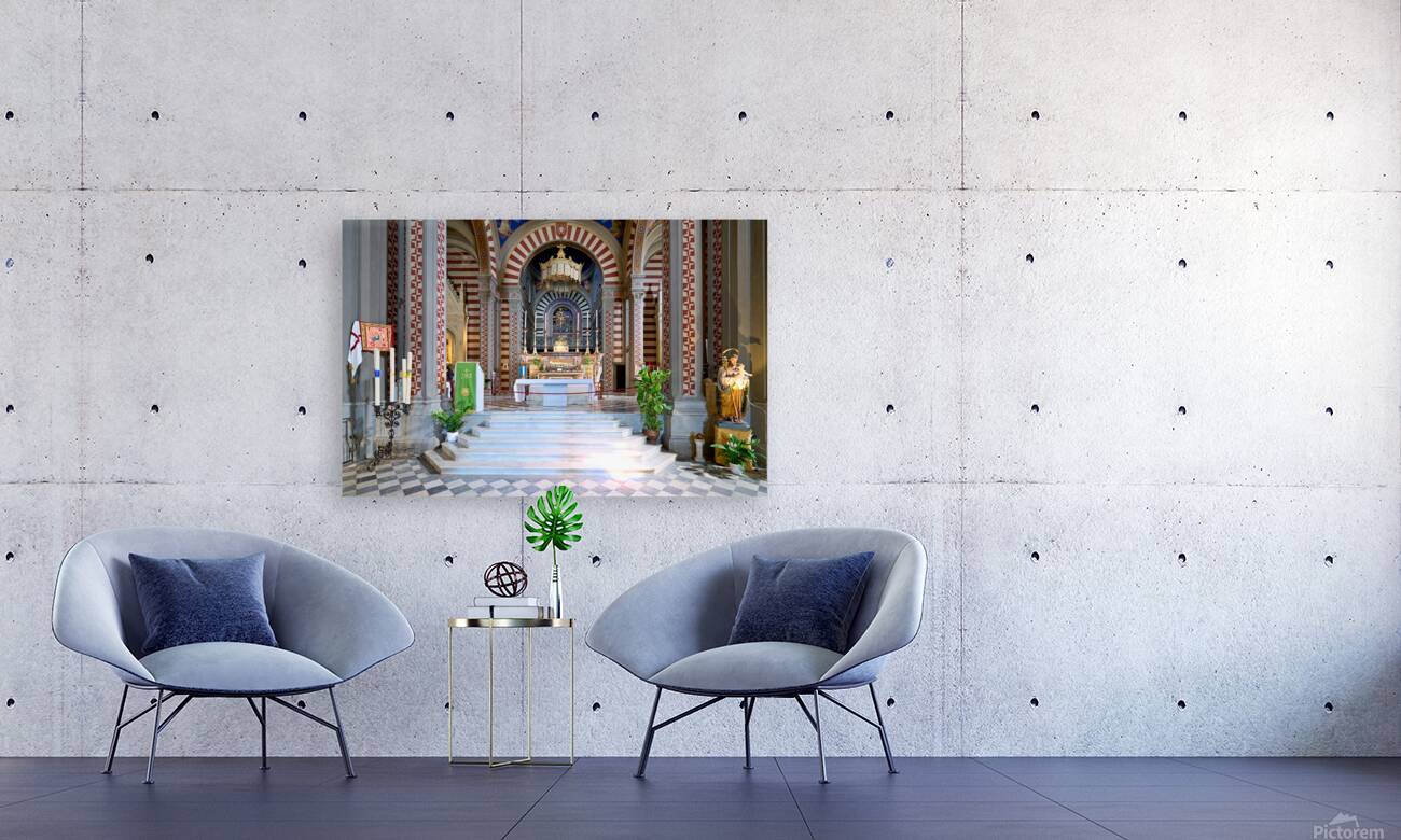 Basilica Santa Margherita in Cortona Italy with church altar Reproduction