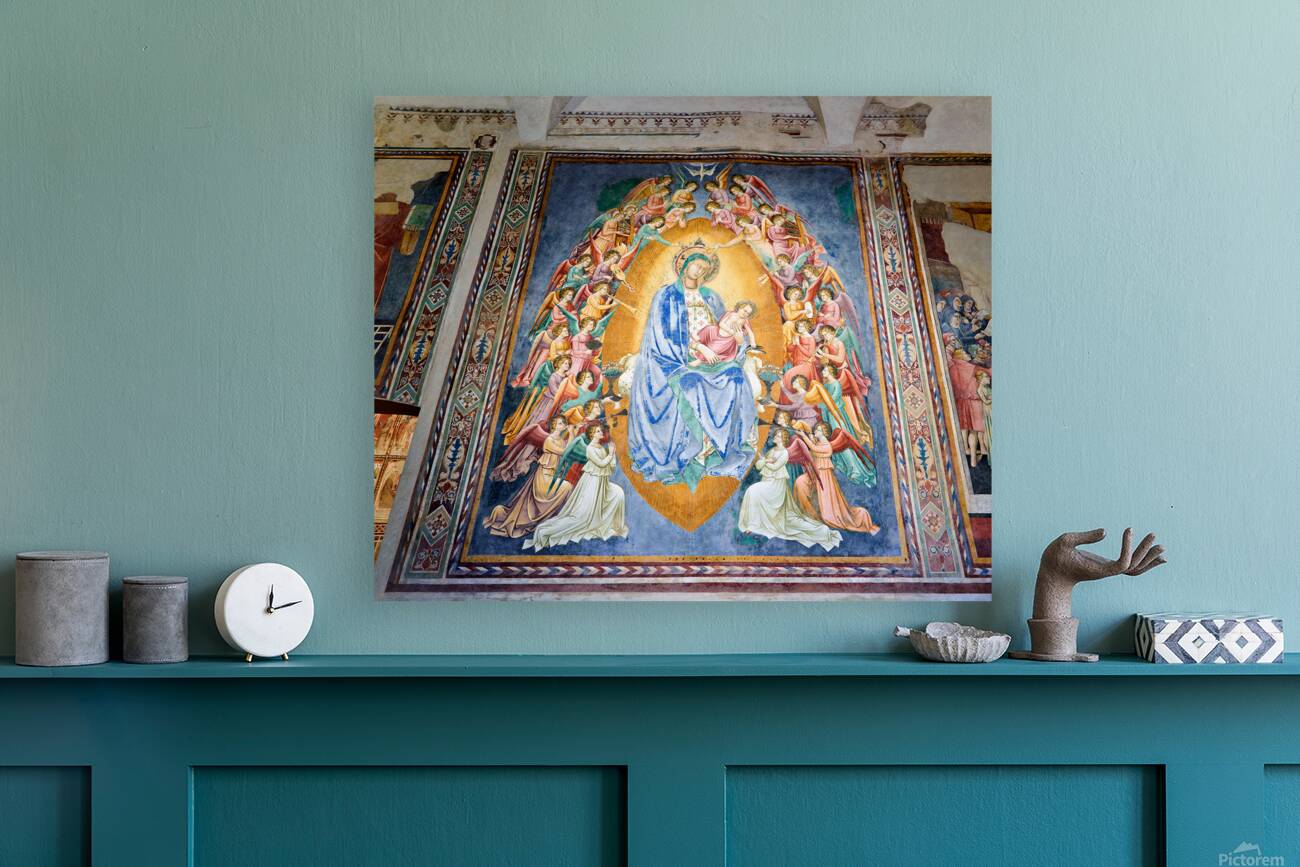 Fresco of madonna with child in san lorenzo church italy Reproduction