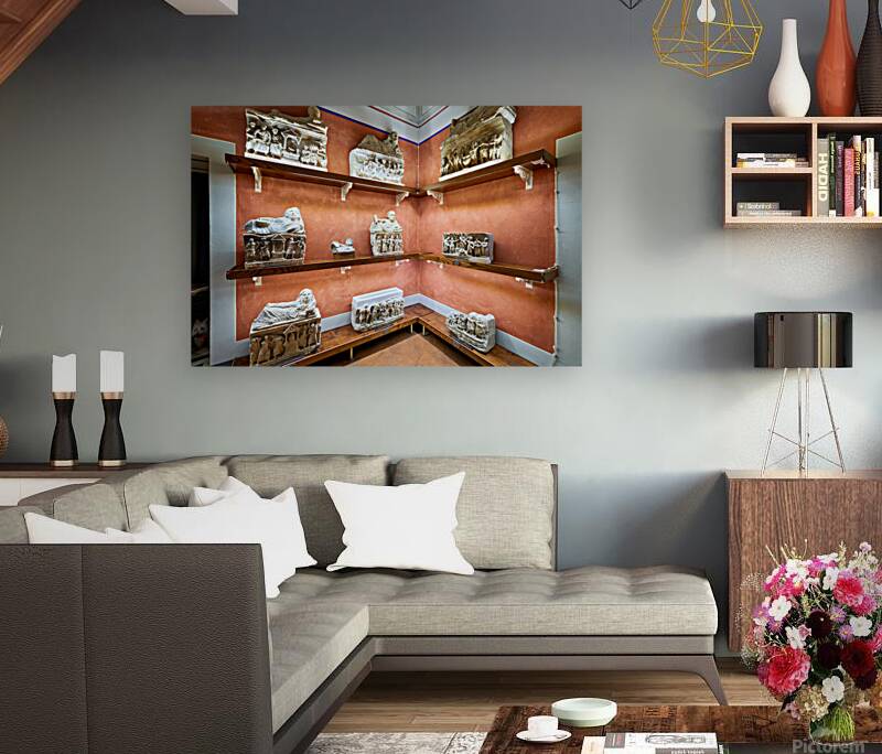 Exploring cinerary urns at Guarnacci Museum in Volterra Reproduction