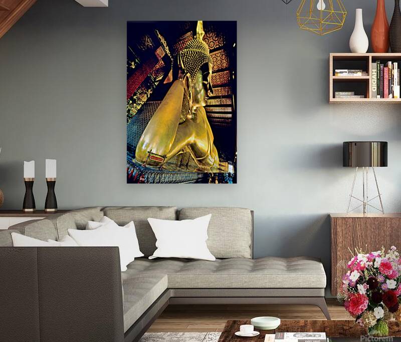 Big Buddha statue inside Wat Pho temple in Bangkok Thailand Reproduction