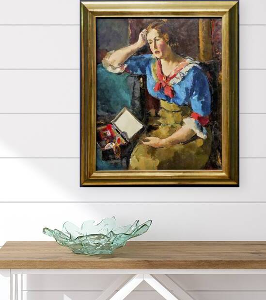 Egon Schiele - Seated Woman in a Blue House 1912 - Belvedere Museum Vienna Austria by Marco Brivio