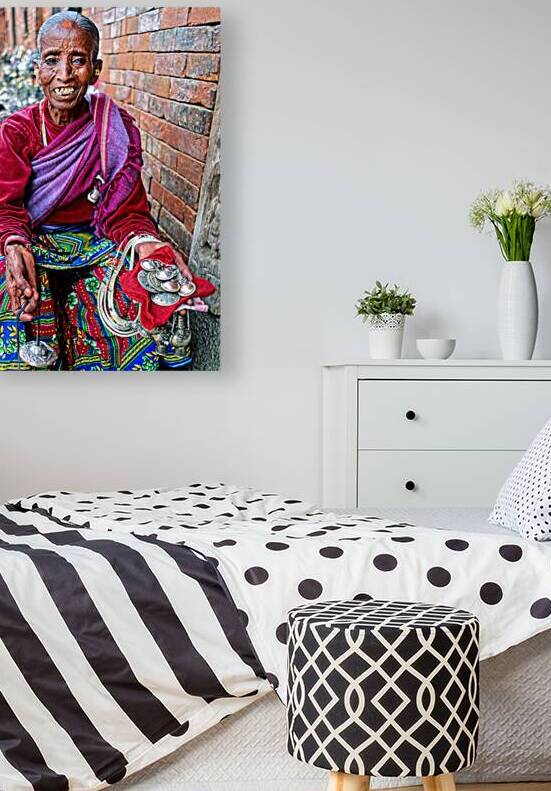 Nepal. Kathmandu. Old woman selling jewels by Marco Brivio