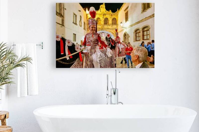 Apulia Puglia Italy. Ostuni. Festival of Saint Orontius. The cavalcata a procession of horses in the streets of the town by Marco Brivio