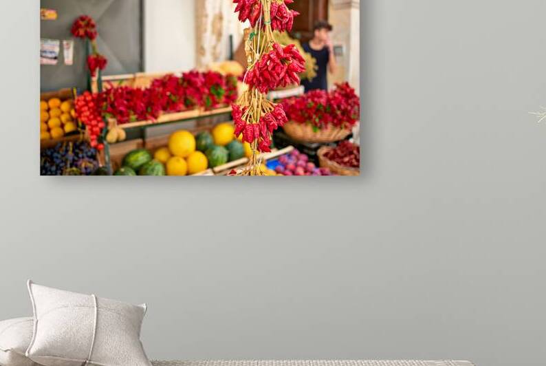 Salento. Apulia Puglia Italy. Gallipoli. Dried red chili and fruit by Marco Brivio