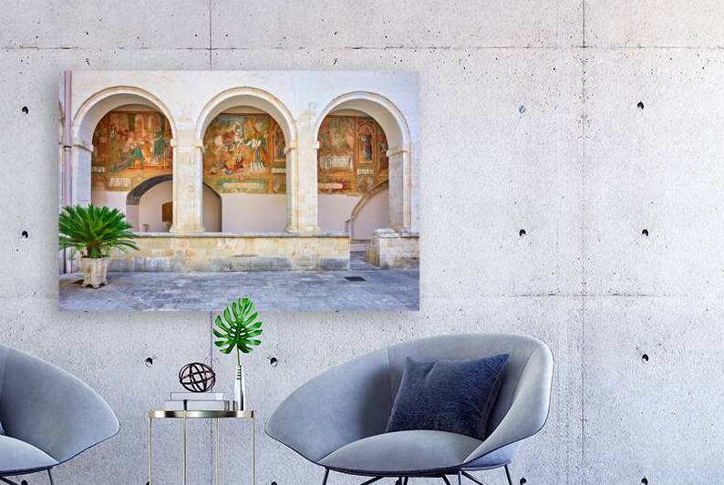 Salento. Apulia Puglia Italy. Galatina. Santa Caterina dAlessandria church. Frescoes in the cloister by Marco Brivio