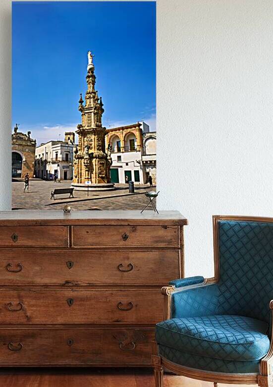 Salento. Apulia Puglia Italy. Nardò. Salandra square. 18th century column by Marco Brivio