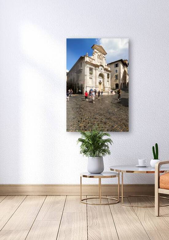 Spoleto Umbria Italy. Piazza del Mercato. Fountain with clock by Marco Brivio