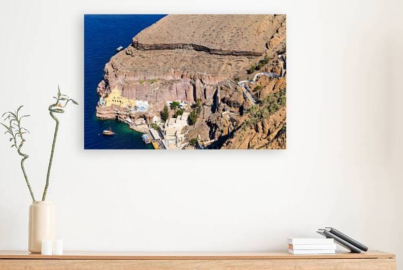 Amoudi Bay Santorini: boats buildings and cliff paths. by Marco Brivio