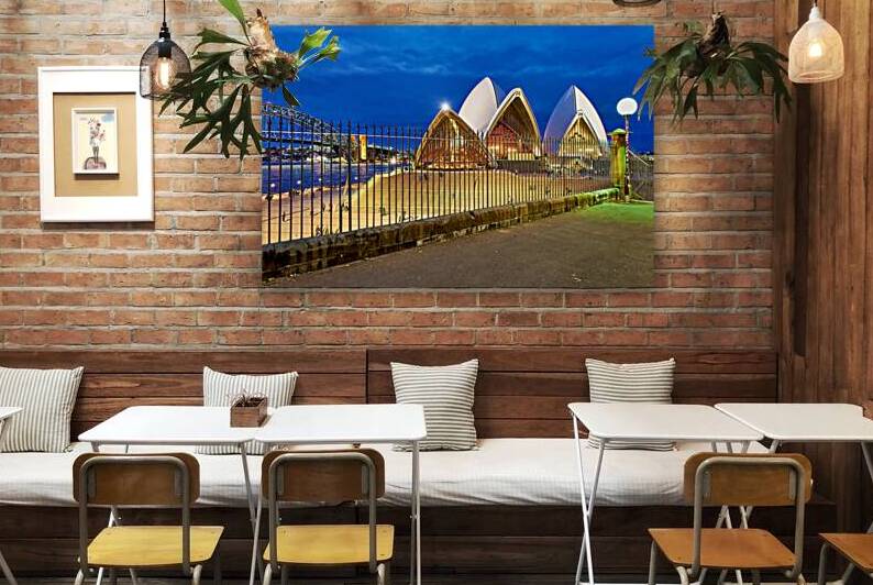 Sydney Opera House and Harbour Bridge at dusk. by Marco Brivio