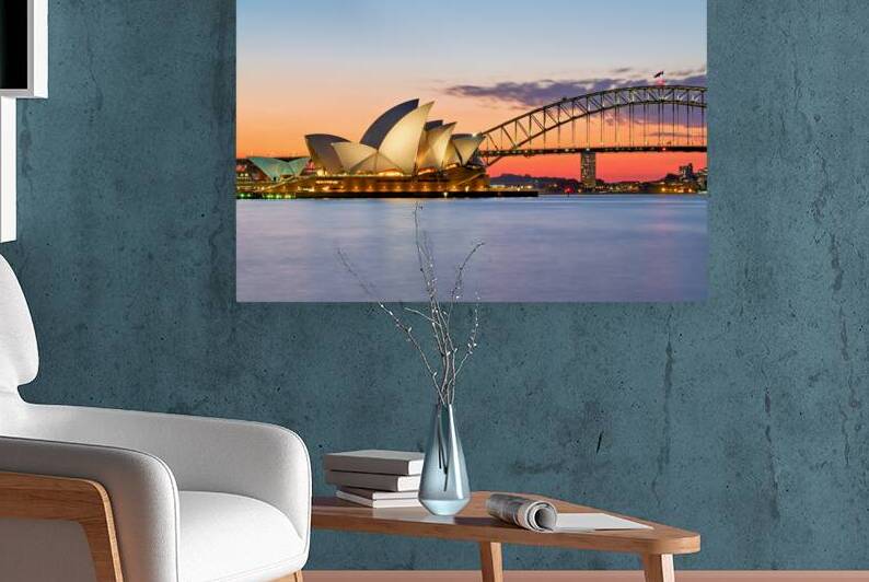 Sydney Opera House and Harbour Bridge at sunset. by Marco Brivio