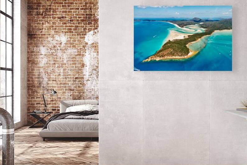 Aerial view of Whitehaven Beach Whitsundays Queensland Austra by Marco Brivio