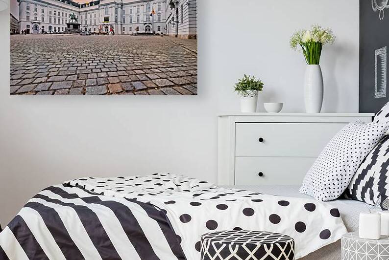 Majestic palace equestrian statue and cobblestone square under by Marco Brivio