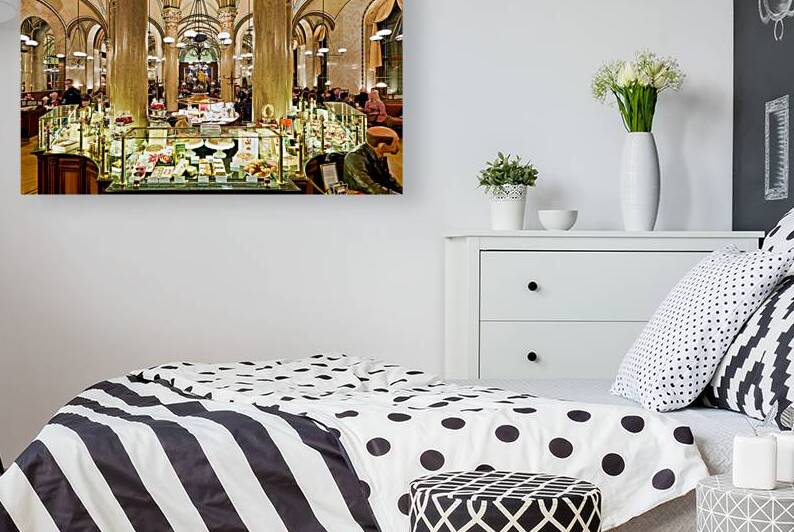 Historic cafe interior ornate architecture people enjoying pas by Marco Brivio