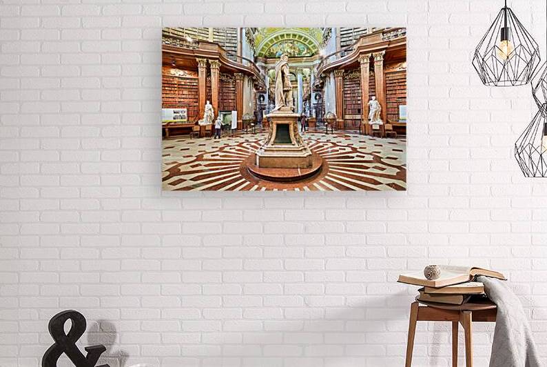 Magnificent baroque library interior with statues books and vi by Marco Brivio