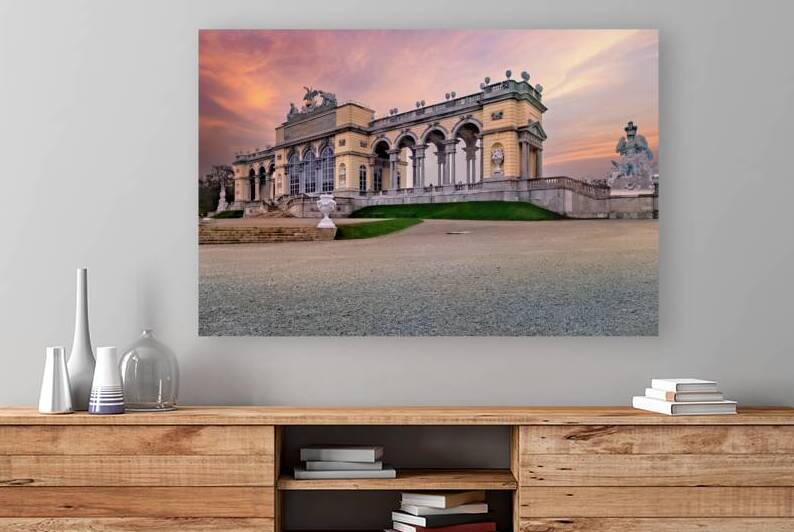 Ornate Gloriette palace in Vienna at sunset. by Marco Brivio