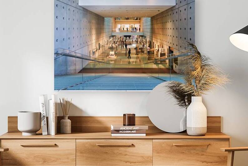 Visitors explore the Acropolis Museum in Athens Greece during th by Marco Brivio